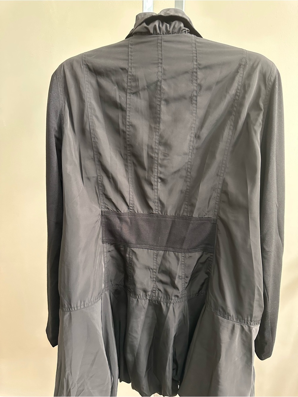 Alison Sheri - Black Utility Drawstring Jacket with Ruffle Hem - Picture 5 of 9